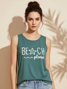 Beach Please Vacation Getaway Tank Top Size 2X